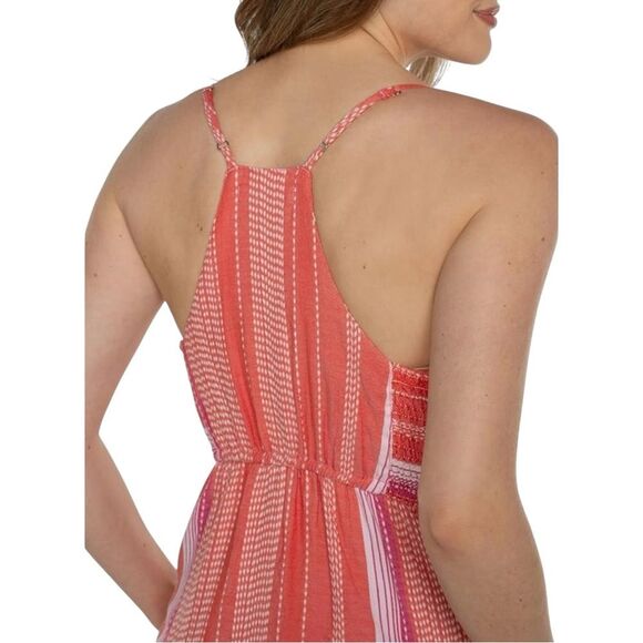 Liverpool LA Tiered Summer Maxi Dress Racerback Cotton Stripe Coral XS NWT - Picture 4 of 16